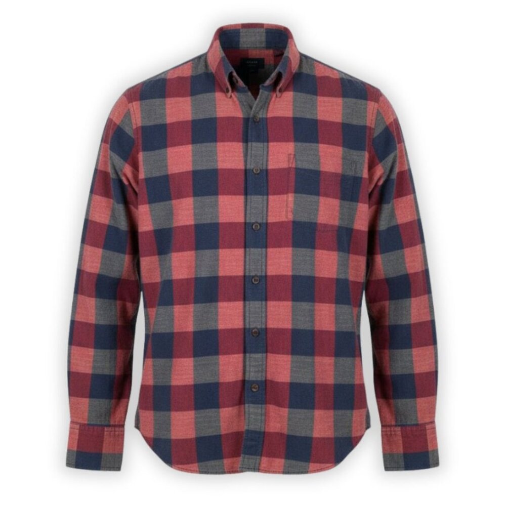 J. Crew Men's Medium Tailored Fit Red/Blue Plaid Long Sleeve Button-down Shirt